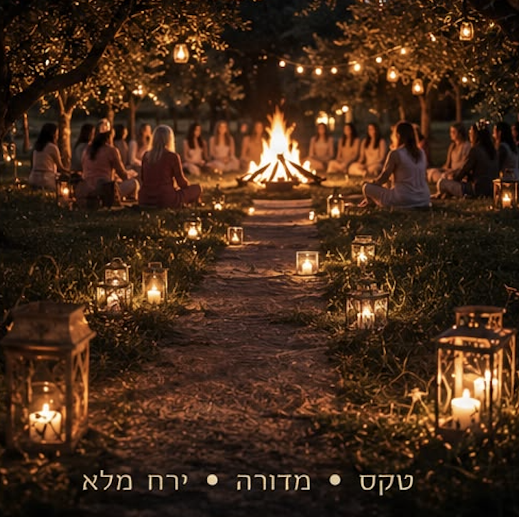שביל פנסים המוביל אל מעגל נשים סביב מדורה